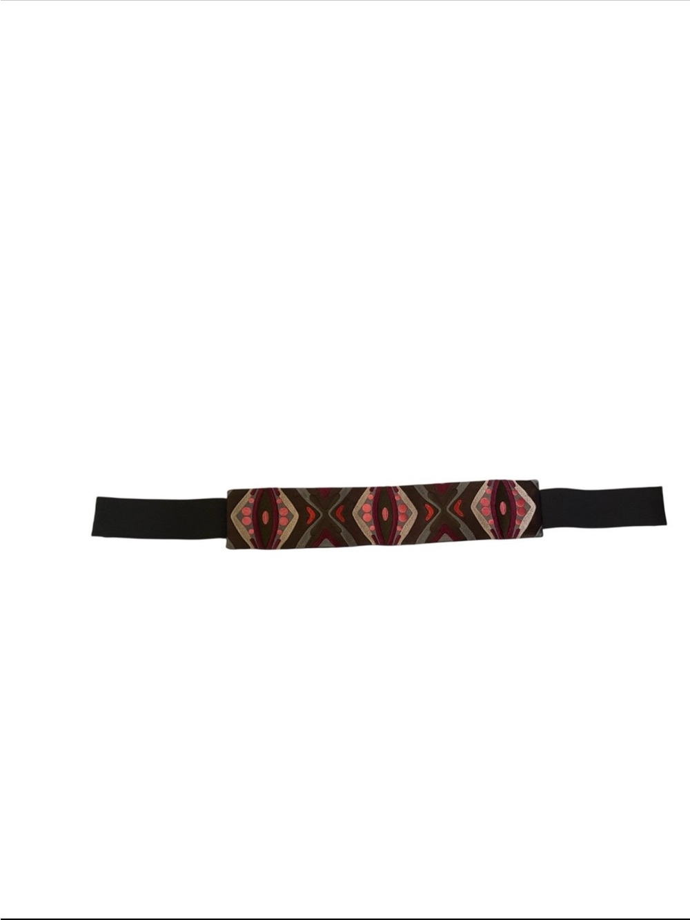 Maliparmi Embroidered Geo Wide Waist Belt - Brown, Pink & Red Accents - Picture 4 of 6